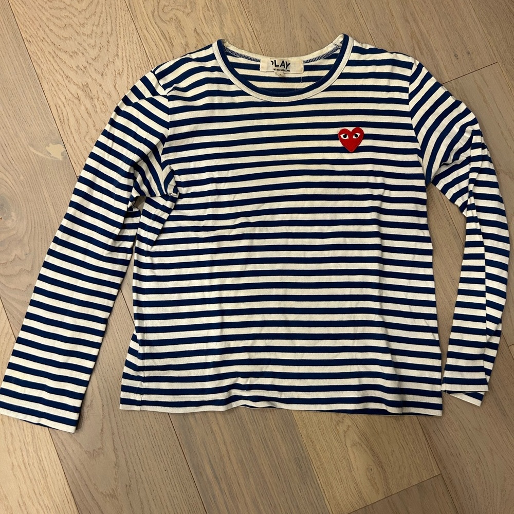 Comme des garçons play blue and white striped shirt size L